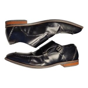 Stacy Adams Loafers Mens Size 13M Black Leather Memory Foam Monk Strap Slip On